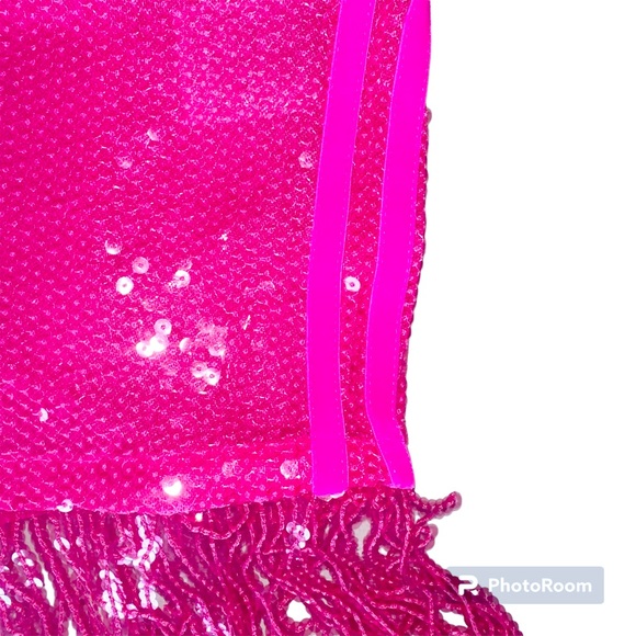 ADIDAS IVY PARK PINK SEQUIN SHORTS WITH FRINGE (PLUS SIZE) SIZE 2X NWT - Picture 12 of 12